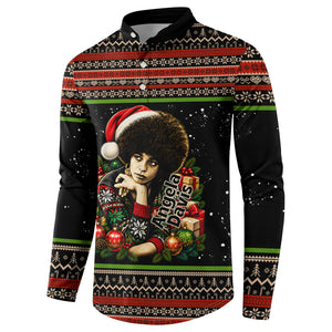 Angela Davis Merry Christmas Button Sweatshirt Ugly Christmas Pattern Civil Rights Black History