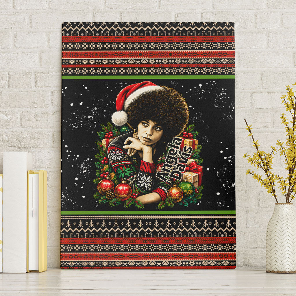 Angela Davis Merry Christmas Canvas Wall Art Ugly Christmas Pattern Civil Rights Black History