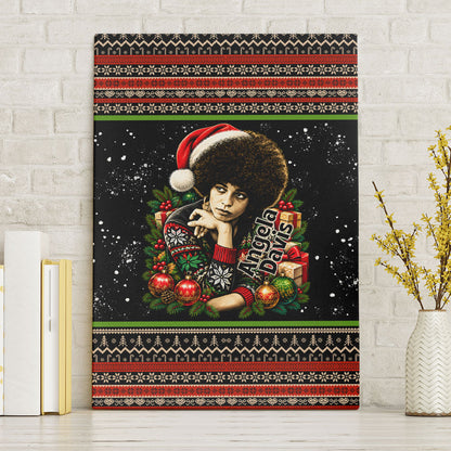 Angela Davis Merry Christmas Canvas Wall Art Ugly Christmas Pattern Civil Rights Black History