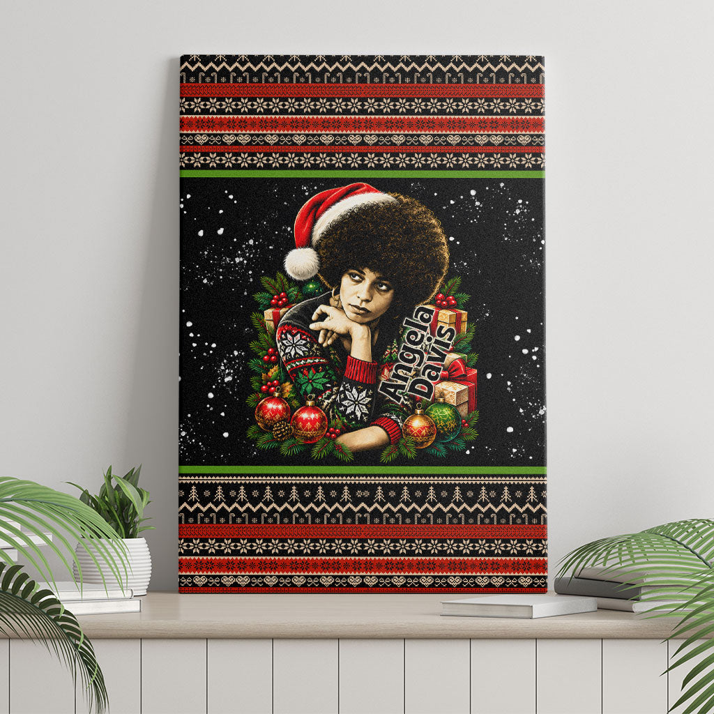 Angela Davis Merry Christmas Canvas Wall Art Ugly Christmas Pattern Civil Rights Black History