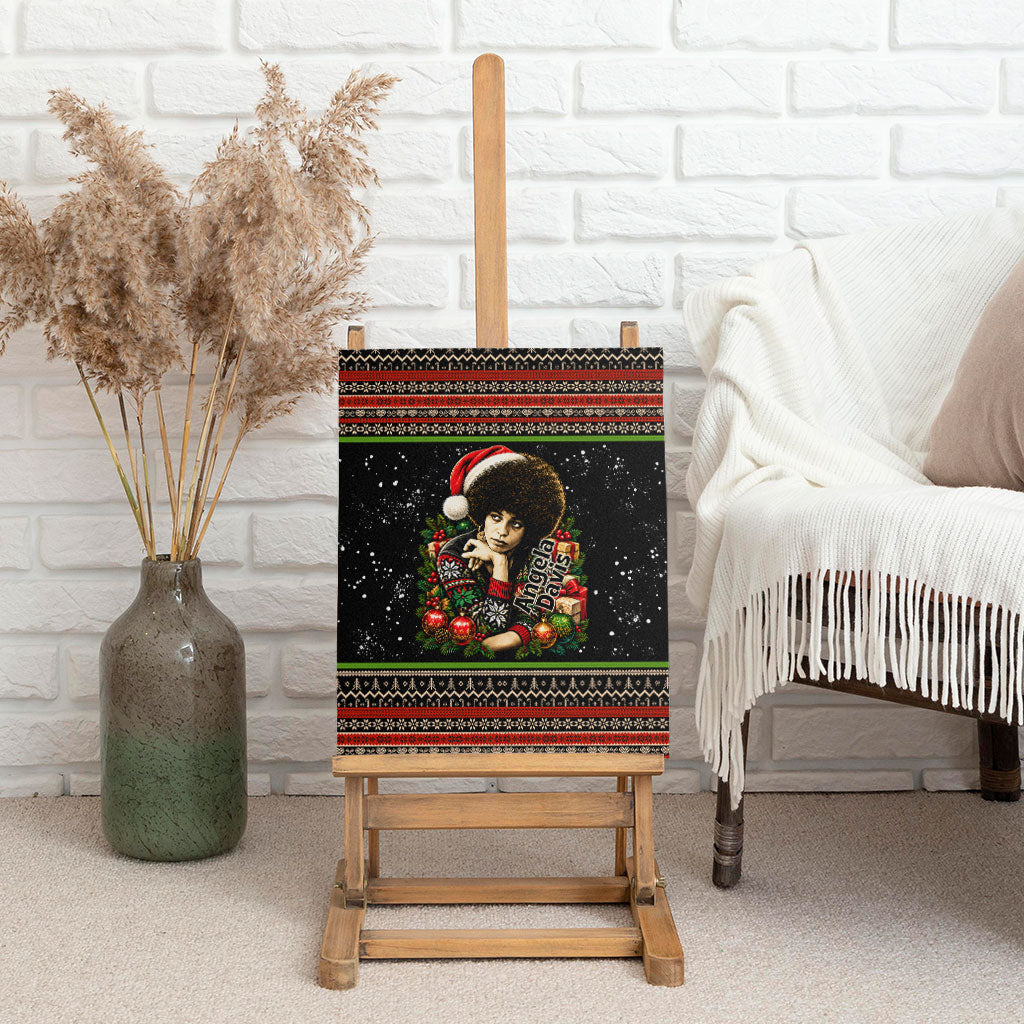 Angela Davis Merry Christmas Canvas Wall Art Ugly Christmas Pattern Civil Rights Black History