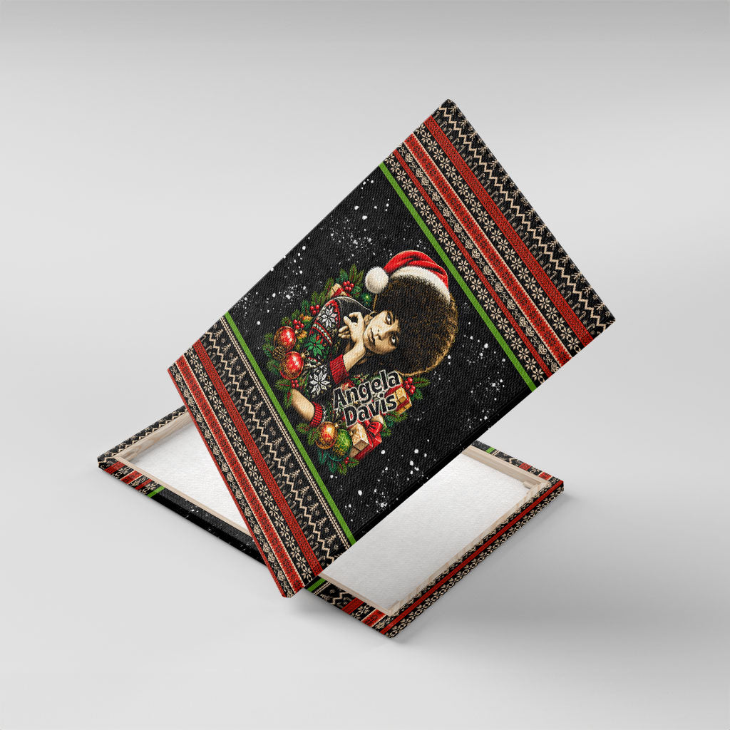 Angela Davis Merry Christmas Canvas Wall Art Ugly Christmas Pattern Civil Rights Black History