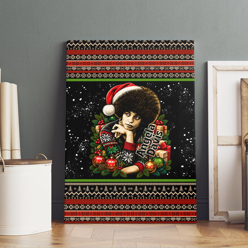 Angela Davis Merry Christmas Canvas Wall Art Ugly Christmas Pattern Civil Rights Black History