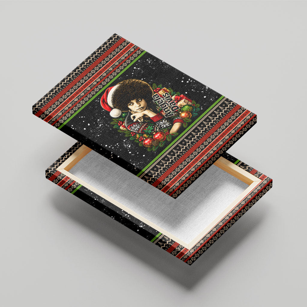 Angela Davis Merry Christmas Canvas Wall Art Ugly Christmas Pattern Civil Rights Black History