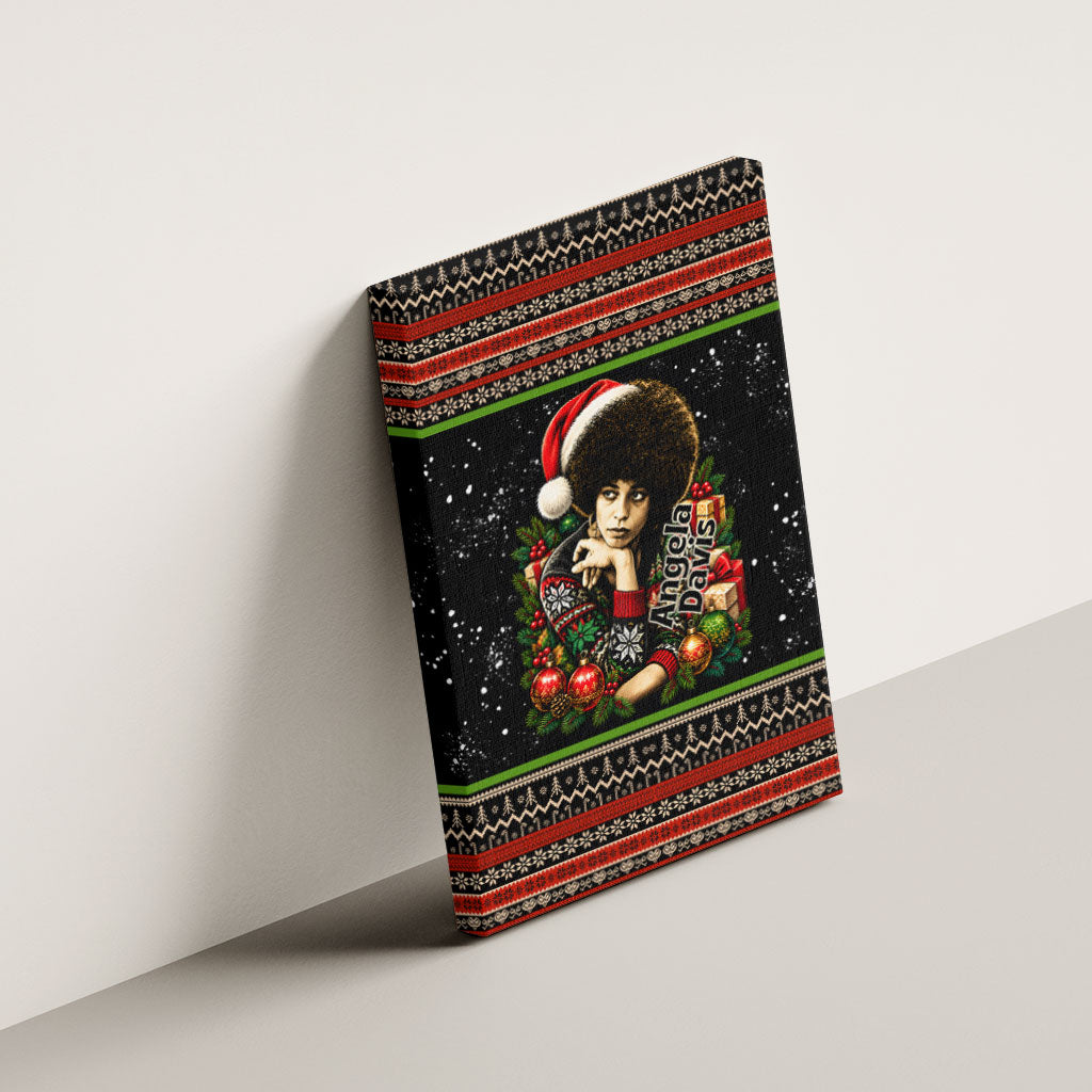 Angela Davis Merry Christmas Canvas Wall Art Ugly Christmas Pattern Civil Rights Black History