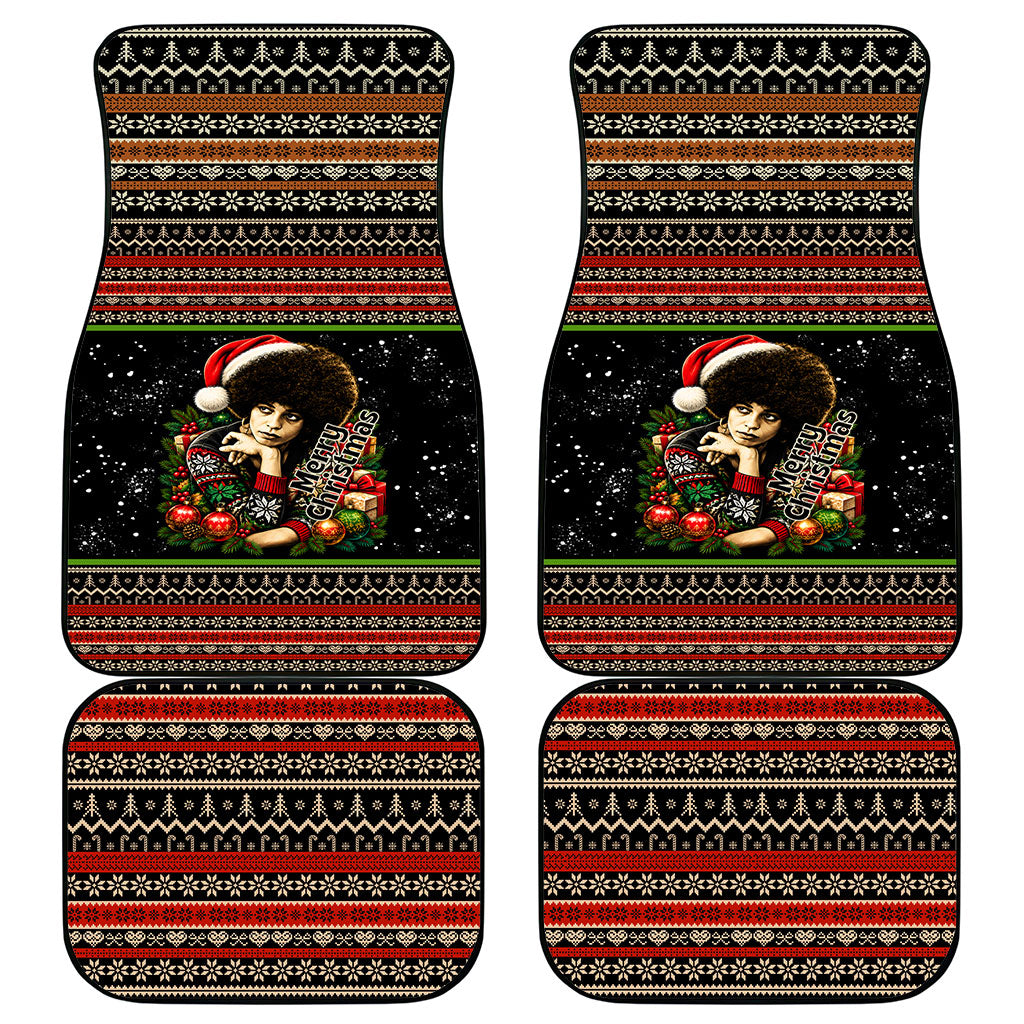 Angela Davis Merry Christmas Car Mats Ugly Christmas Pattern Civil Rights Black History