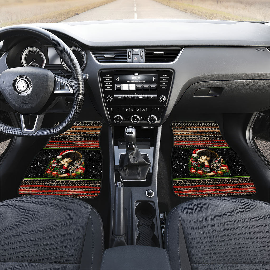Angela Davis Merry Christmas Car Mats Ugly Christmas Pattern Civil Rights Black History