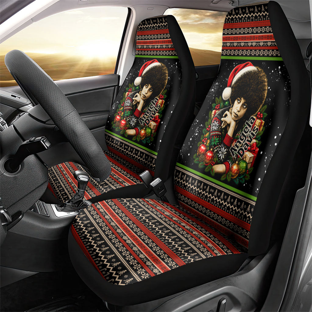 Angela Davis Merry Christmas Car Seat Cover Ugly Christmas Pattern Civil Rights Black History