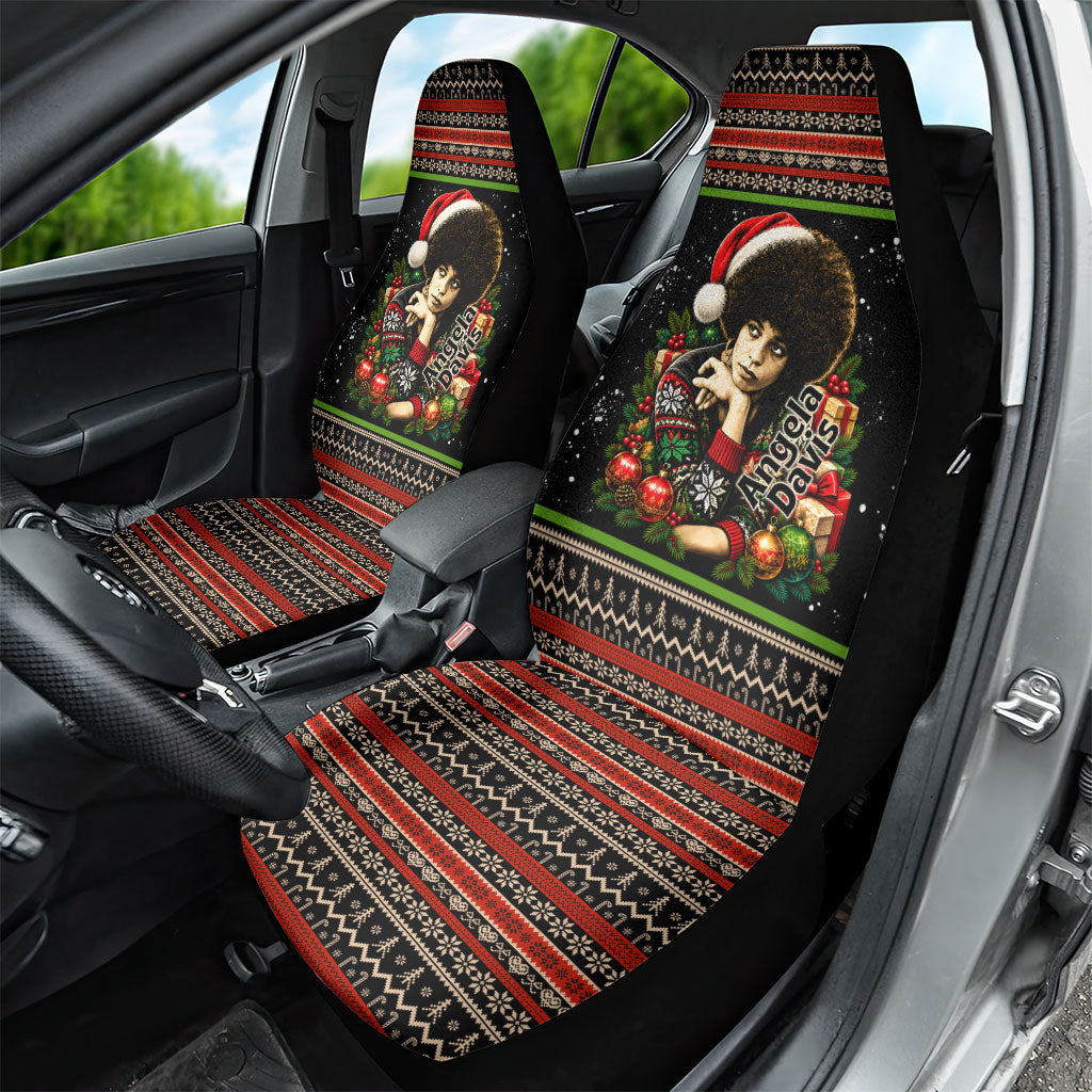 Angela Davis Merry Christmas Car Seat Cover Ugly Christmas Pattern Civil Rights Black History