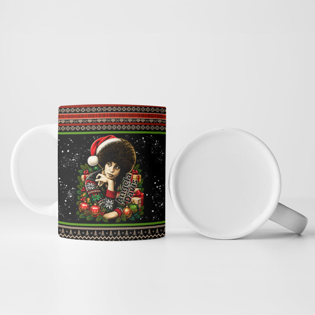 Angela Davis Merry Christmas Ceramic Mug Ugly Christmas Pattern Civil Rights Black History