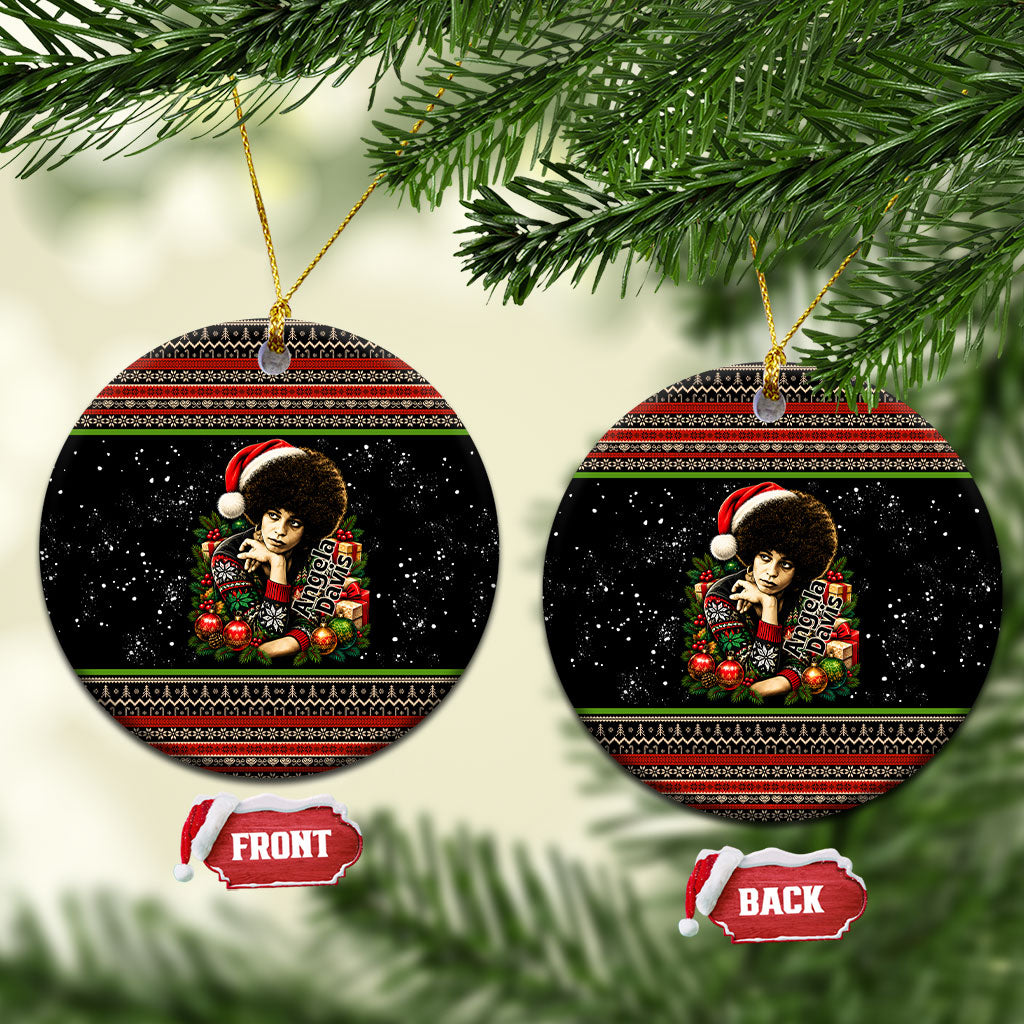 Angela Davis Merry Christmas Ceramic Ornament Ugly Christmas Pattern Civil Rights Black History