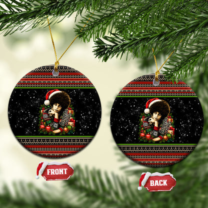 Angela Davis Merry Christmas Ceramic Ornament Ugly Christmas Pattern Civil Rights Black History
