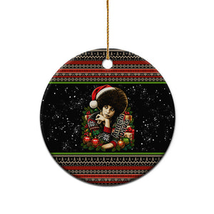Angela Davis Merry Christmas Ceramic Ornament Ugly Christmas Pattern Civil Rights Black History