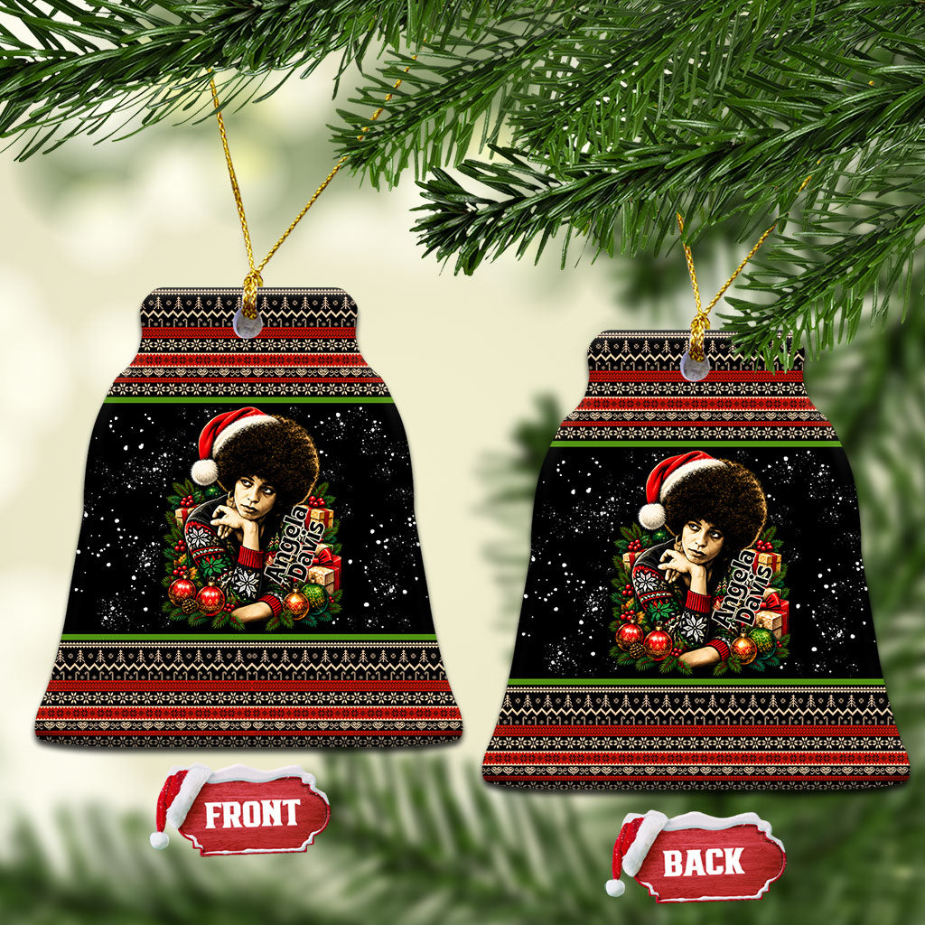 Angela Davis Merry Christmas Ceramic Ornament Ugly Christmas Pattern Civil Rights Black History