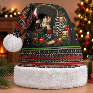 Angela Davis Merry Christmas Santa Hat Ugly Christmas Pattern Civil Rights Black History