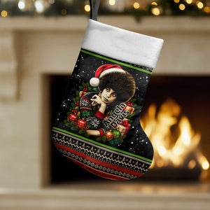 Angela Davis Merry Christmas Stocking Ugly Christmas Pattern Civil Rights Black History