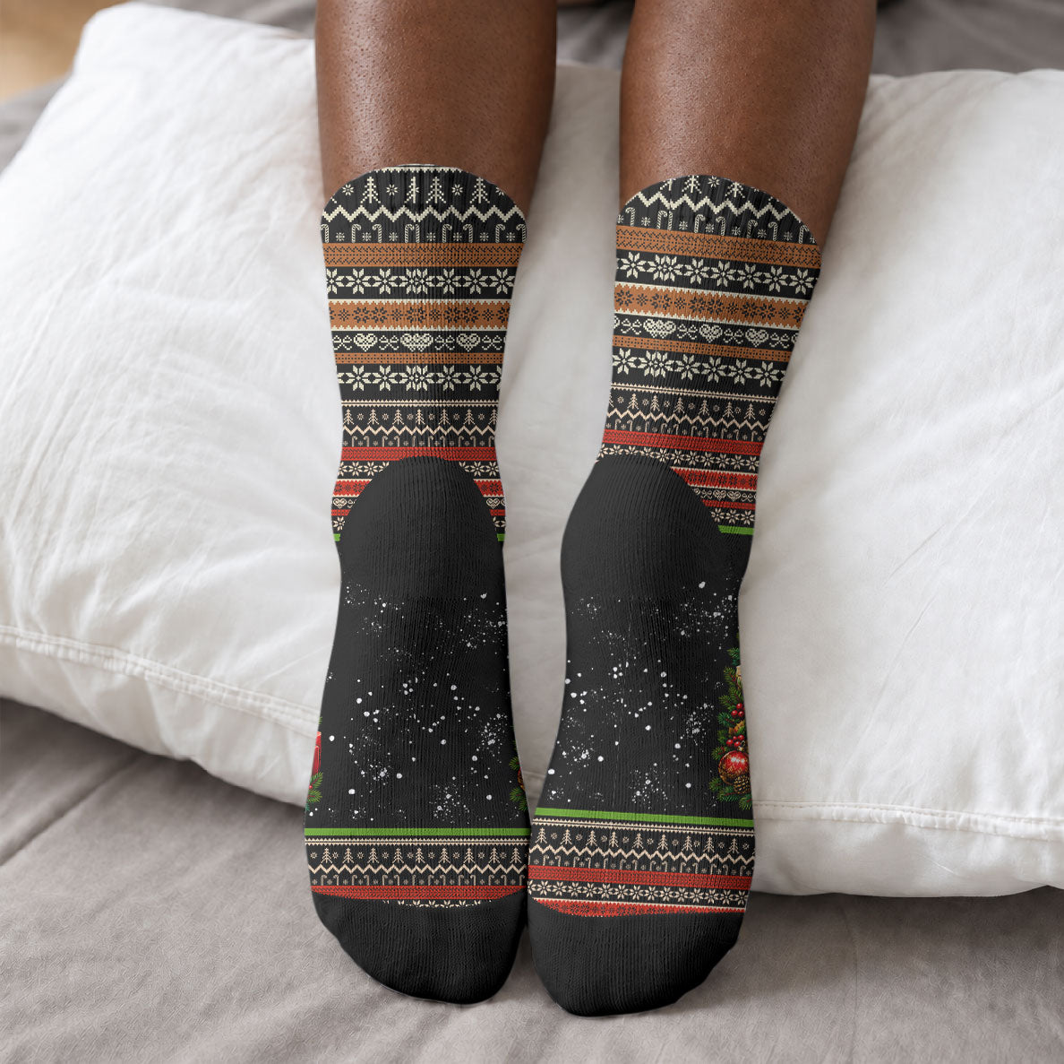 Angela Davis Merry Christmas Crew Socks Ugly Christmas Pattern Civil Rights Black History