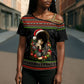 Angela Davis Merry Christmas Cross Shoulder Shirt Ugly Christmas Pattern Civil Rights Black History
