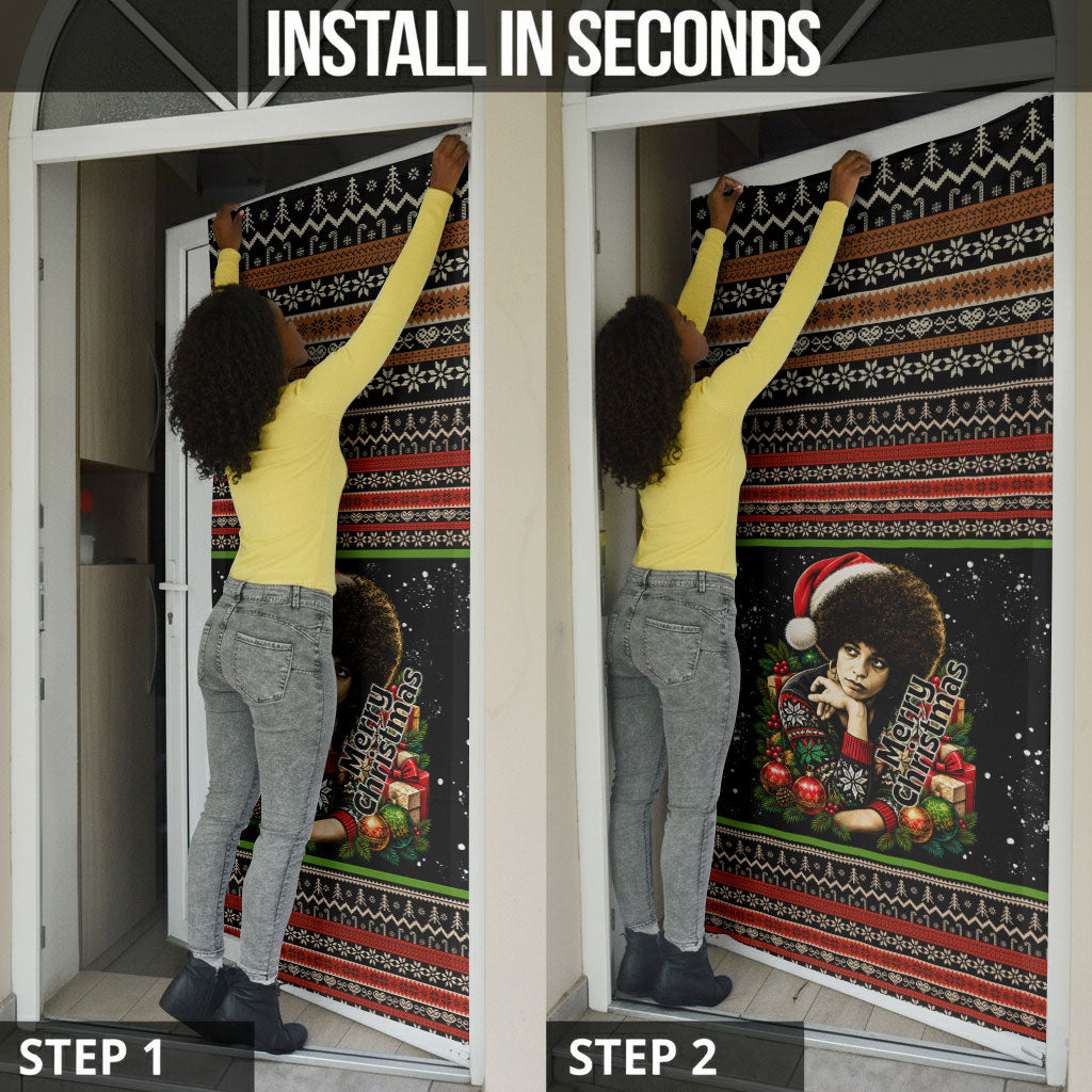 Angela Davis Merry Christmas Door Cover Ugly Christmas Pattern Civil Rights Black History