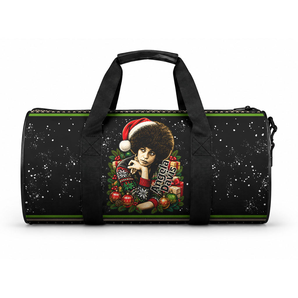 Angela Davis Merry Christmas Duffle Bag Ugly Christmas Pattern Civil Rights Black History