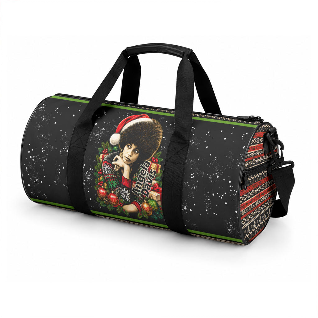 Angela Davis Merry Christmas Duffle Bag Ugly Christmas Pattern Civil Rights Black History
