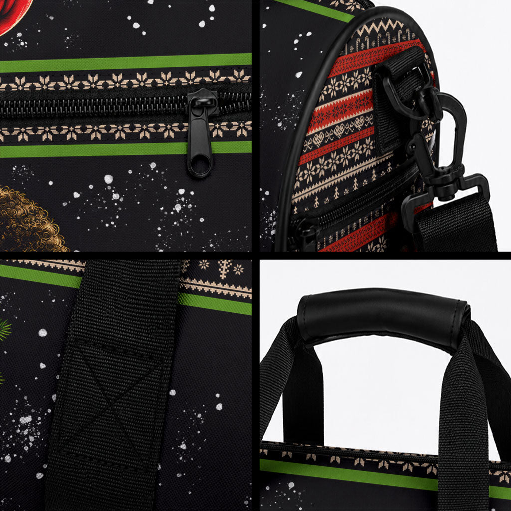 Angela Davis Merry Christmas Duffle Bag Ugly Christmas Pattern Civil Rights Black History