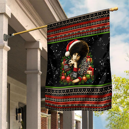 Angela Davis Merry Christmas Garden Flag Ugly Christmas Pattern Civil Rights Black History