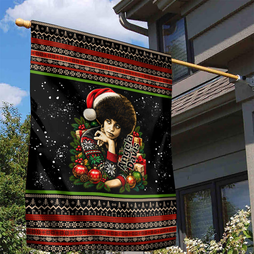 Angela Davis Merry Christmas Garden Flag Ugly Christmas Pattern Civil Rights Black History