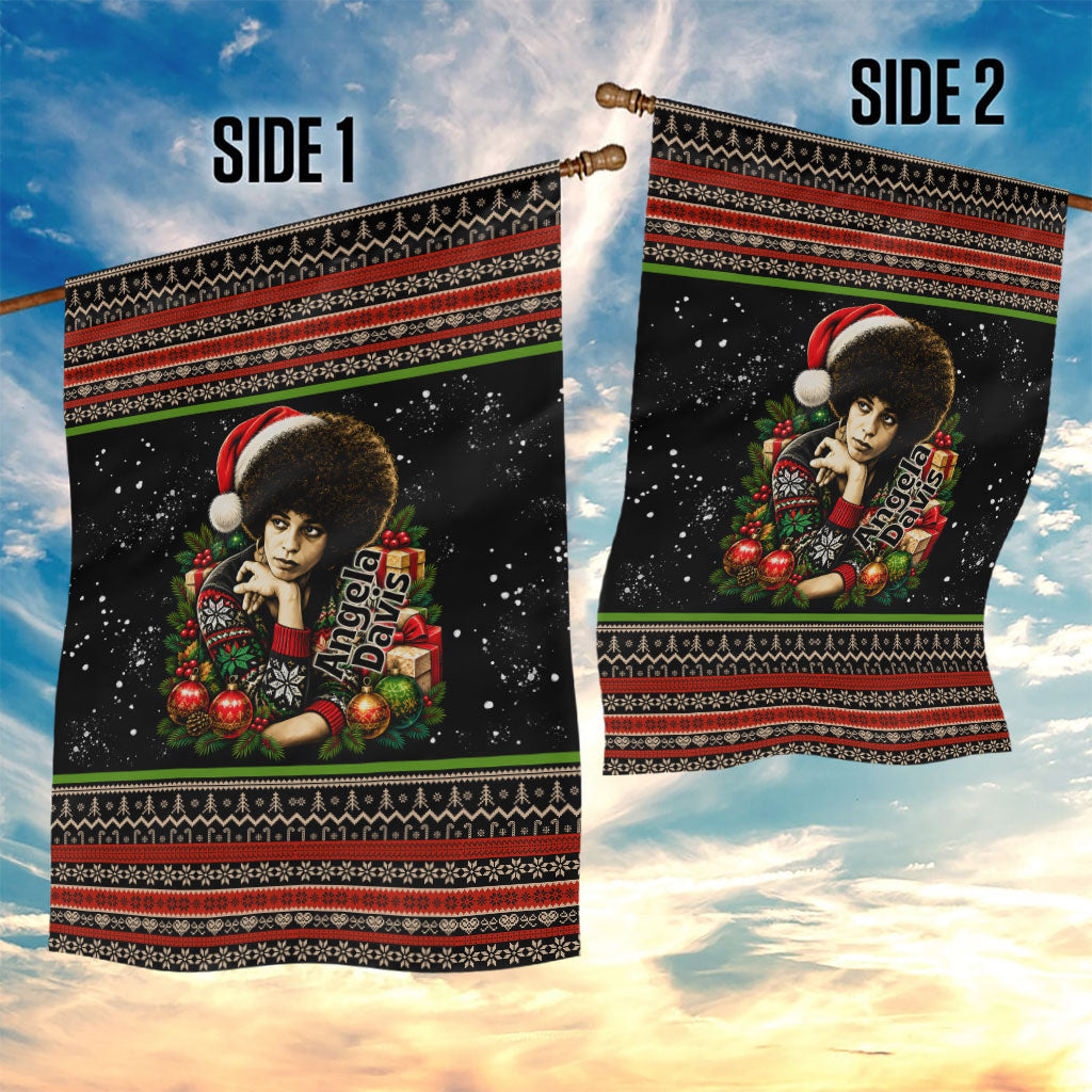 Angela Davis Merry Christmas Garden Flag Ugly Christmas Pattern Civil Rights Black History