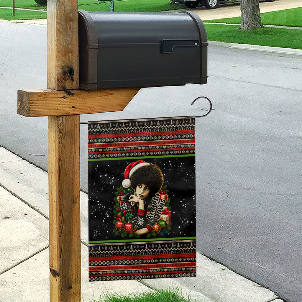 Angela Davis Merry Christmas Garden Flag Ugly Christmas Pattern Civil Rights Black History