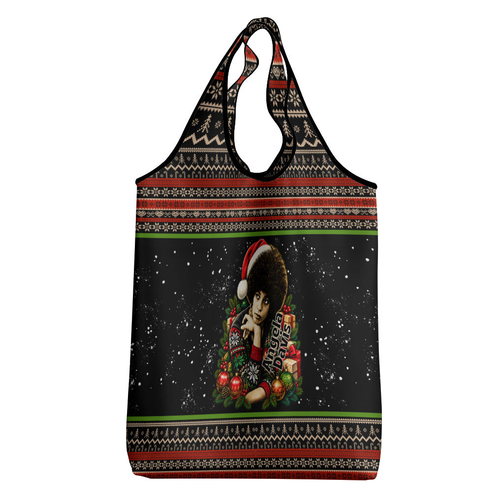 Angela Davis Merry Christmas Grocery Bag Ugly Christmas Pattern Civil Rights Black History