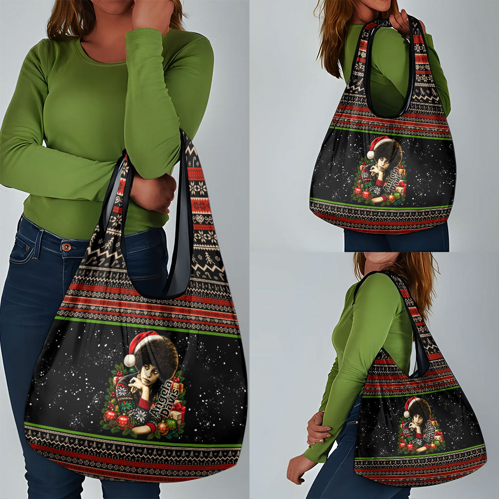 Angela Davis Merry Christmas Grocery Bag Ugly Christmas Pattern Civil Rights Black History