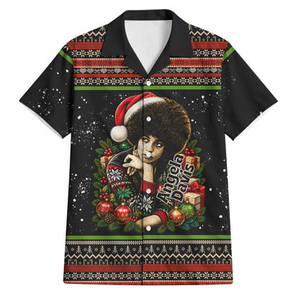Angela Davis Merry Christmas Hawaiian Shirt Ugly Christmas Pattern Civil Rights Black History
