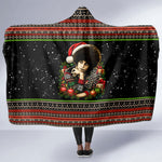 Angela Davis Merry Christmas Hooded Blanket Ugly Christmas Pattern Civil Rights Black History