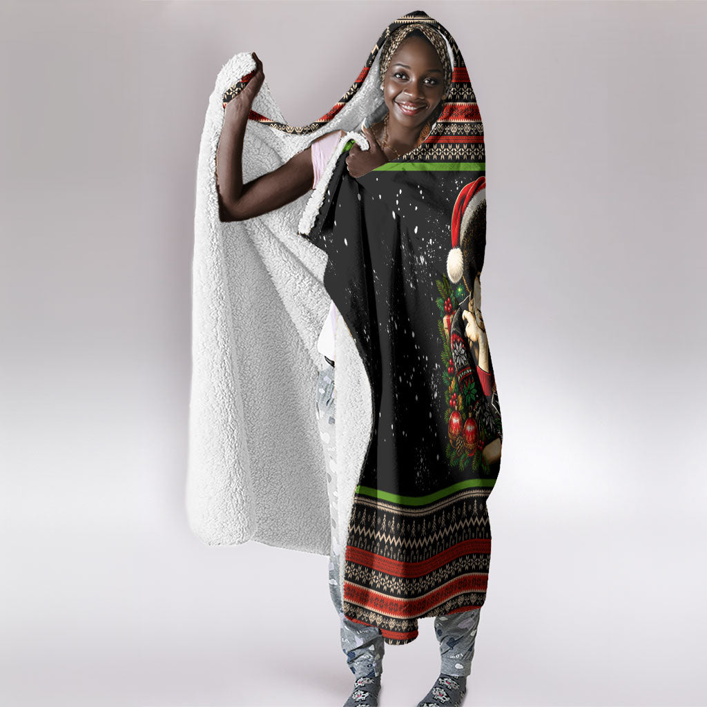 Angela Davis Merry Christmas Hooded Blanket Ugly Christmas Pattern Civil Rights Black History