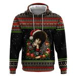 Angela Davis Merry Christmas Hoodie Ugly Christmas Pattern Civil Rights Black History
