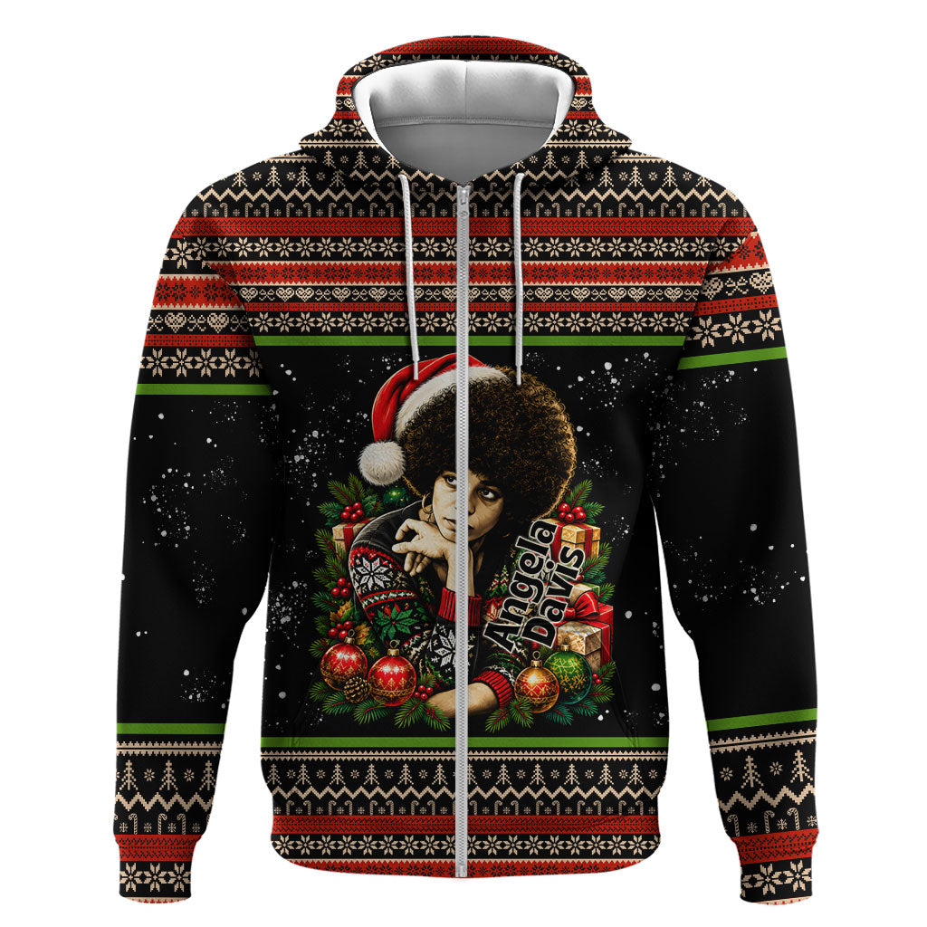 Angela Davis Merry Christmas Hoodie Ugly Christmas Pattern Civil Rights Black History