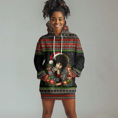 Angela Davis Merry Christmas Hoodie Dress Ugly Christmas Pattern Civil Rights Black History