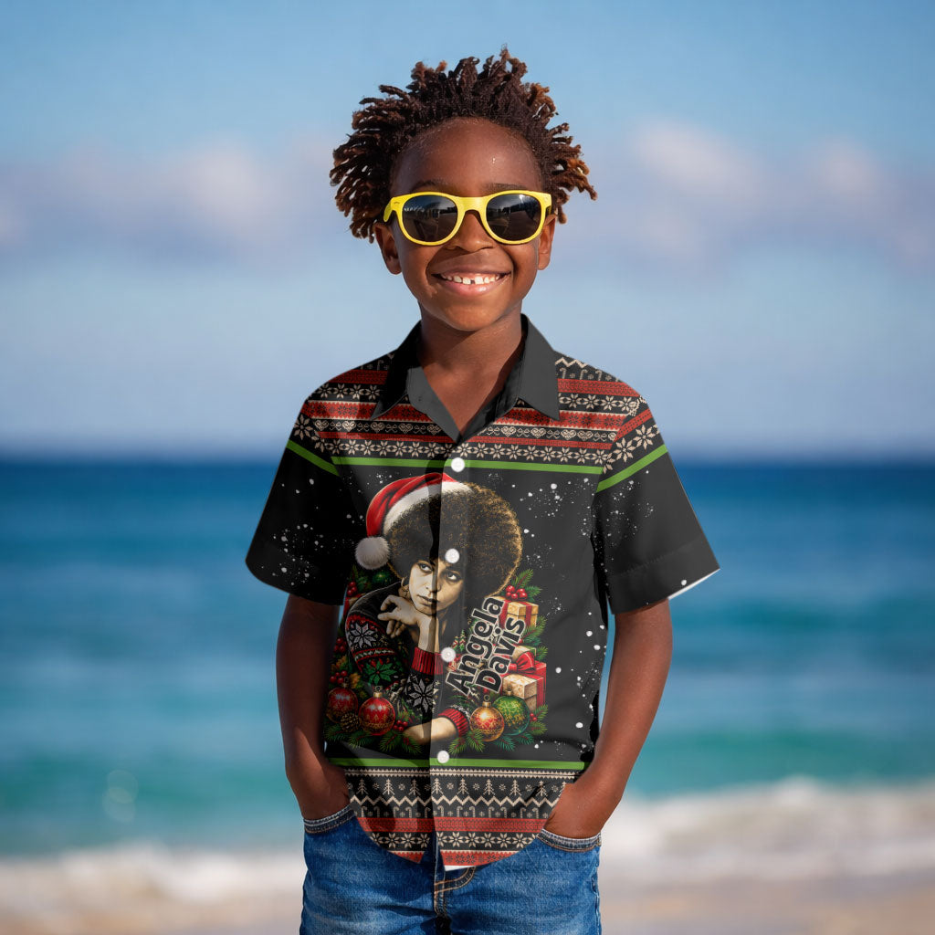 Angela Davis Merry Christmas Kid Hawaiian Shirt Ugly Christmas Pattern Civil Rights Black History