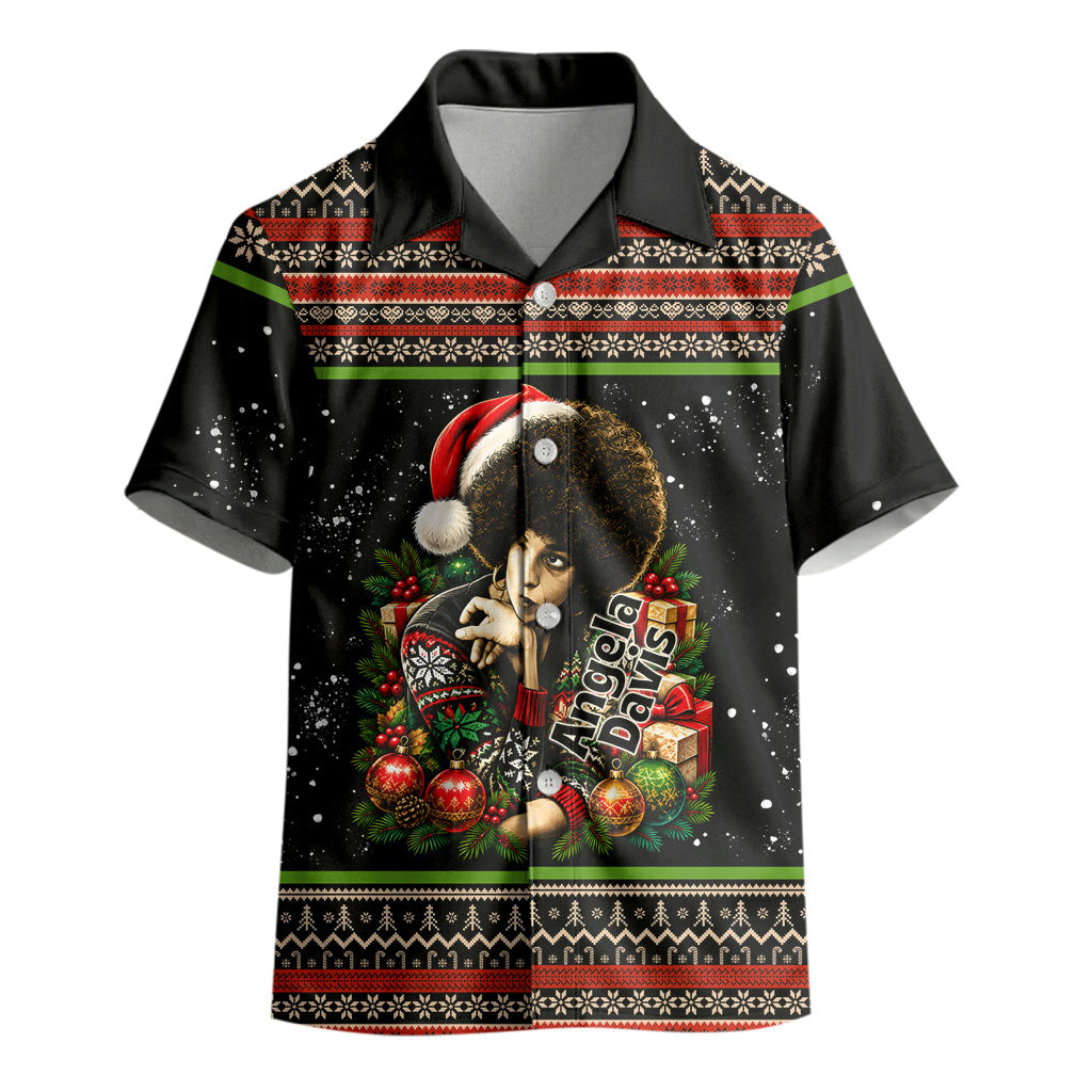 Angela Davis Merry Christmas Kid Hawaiian Shirt Ugly Christmas Pattern Civil Rights Black History