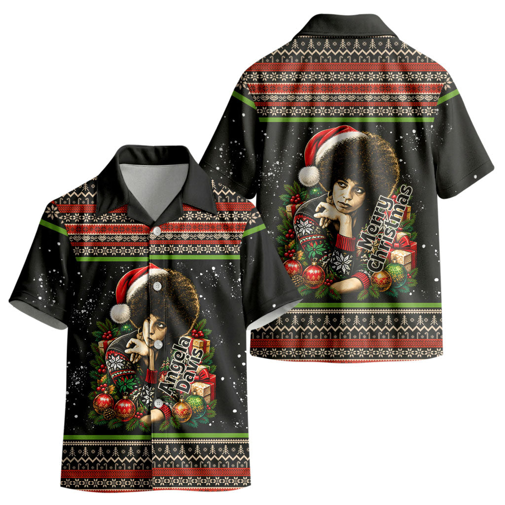 Angela Davis Merry Christmas Kid Hawaiian Shirt Ugly Christmas Pattern Civil Rights Black History