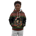 Angela Davis Merry Christmas Kid Hoodie Ugly Christmas Pattern Civil Rights Black History