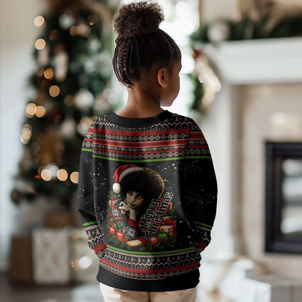 Angela Davis Merry Christmas Kid Ugly Christmas Sweater Ugly Christmas Pattern Civil Rights Black History