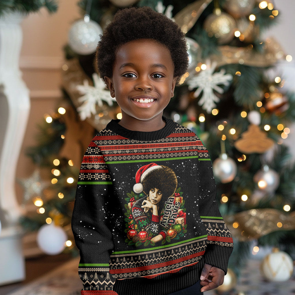 Angela Davis Merry Christmas Kid Ugly Christmas Sweater Ugly Christmas Pattern Civil Rights Black History