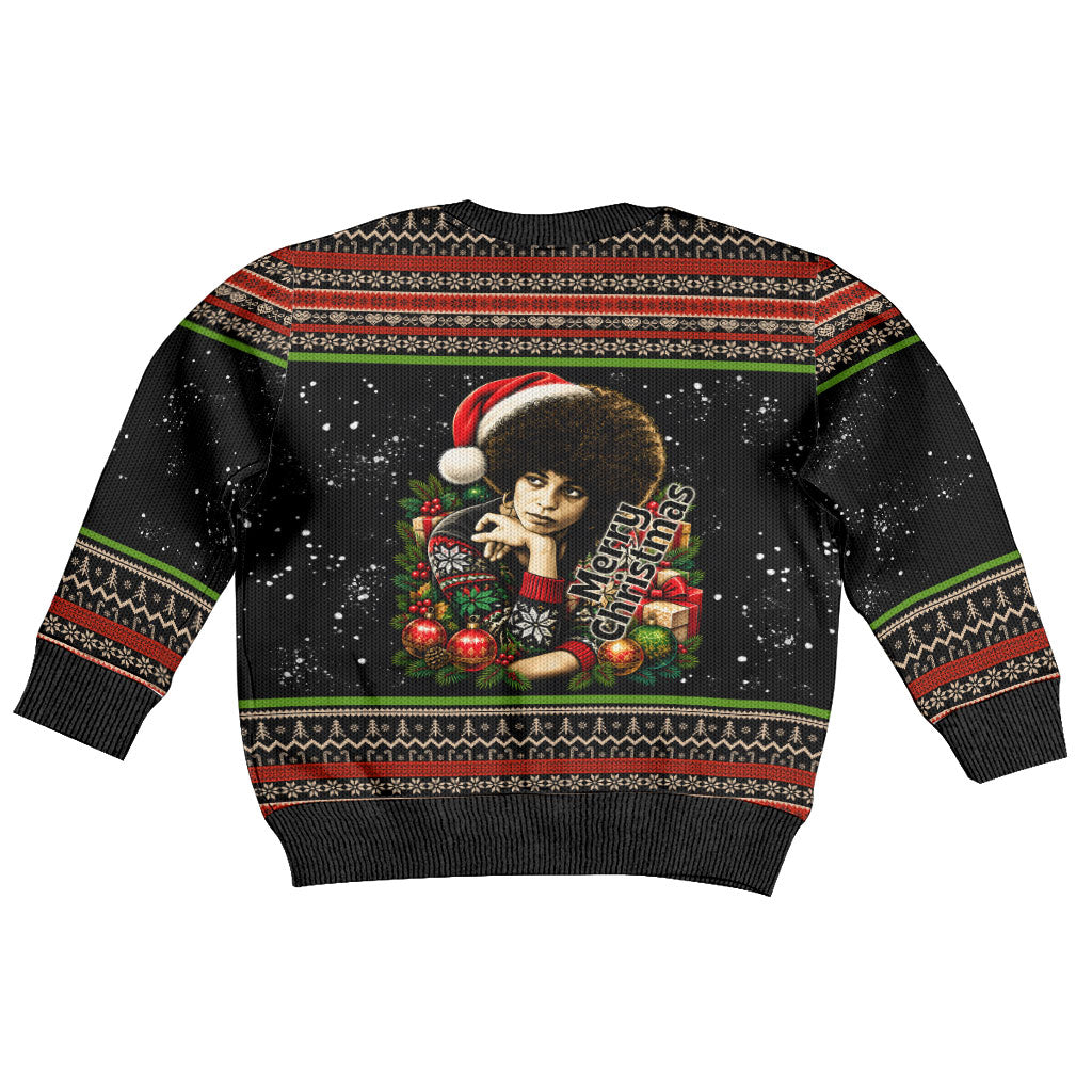 Angela Davis Merry Christmas Kid Ugly Christmas Sweater Ugly Christmas Pattern Civil Rights Black History