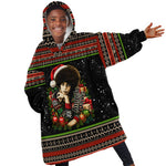 Angela Davis Merry Christmas Kid Wearable Blanket Hoodie Ugly Christmas Pattern Civil Rights Black History