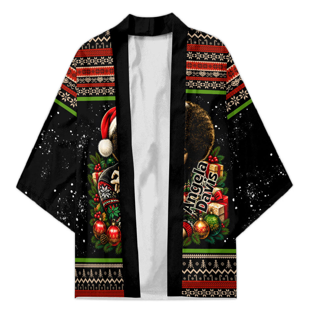 Angela Davis Merry Christmas Kimono Ugly Christmas Pattern Civil Rights Black History