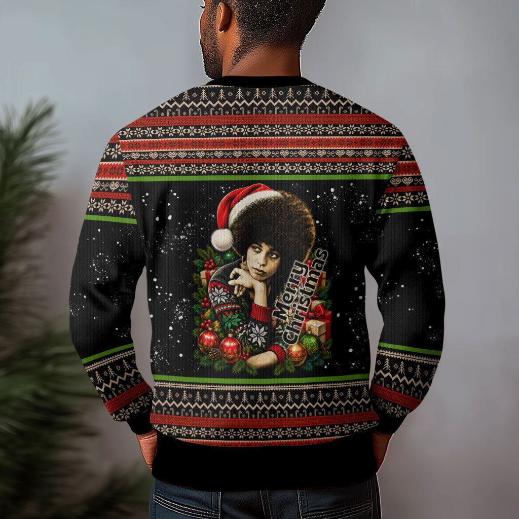 Angela Davis Merry Christmas Ugly Christmas Sweater Ugly Christmas Pattern Civil Rights Black History