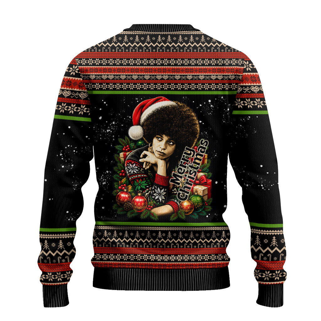 Angela Davis Merry Christmas Ugly Christmas Sweater Ugly Christmas Pattern Civil Rights Black History