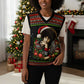 Angela Davis Merry Christmas Knitted V-Neck Vest Ugly Christmas Pattern Civil Rights Black History